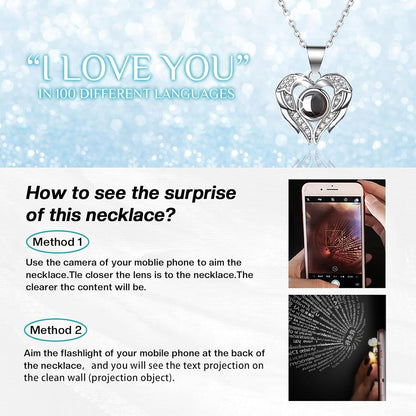 Preserved Real Rose with I love you Necklace 100 Languages