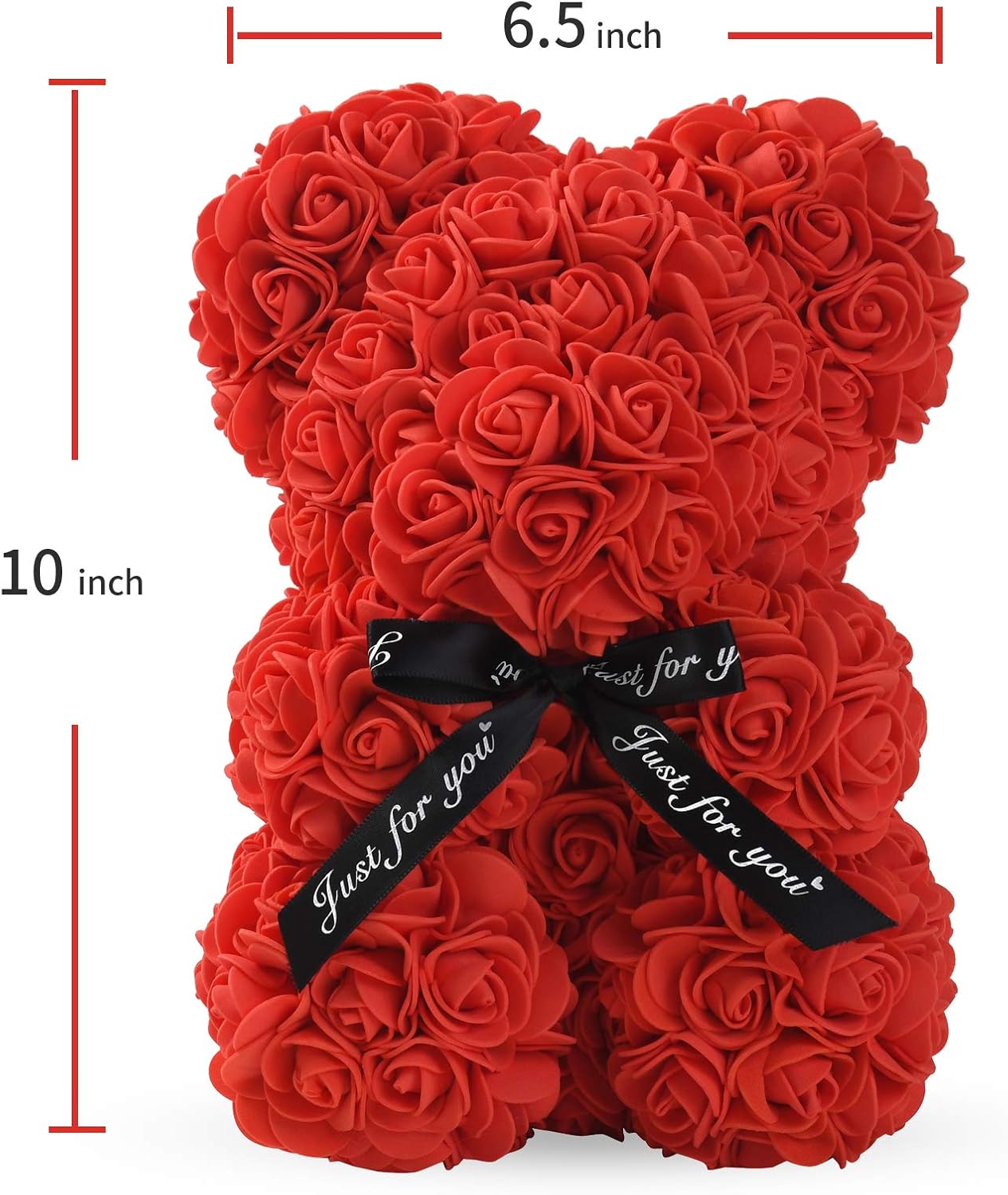 Rose Bear Rose Teddy Bear -10 inch Artificial Rose Flower Bear