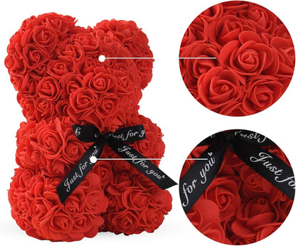 Rose Bear Rose Teddy Bear -10 inch Artificial Rose Flower Bear