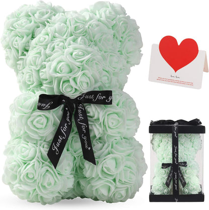 Rose Bear Rose Teddy Bear -10 inch Artificial Rose Flower Bear