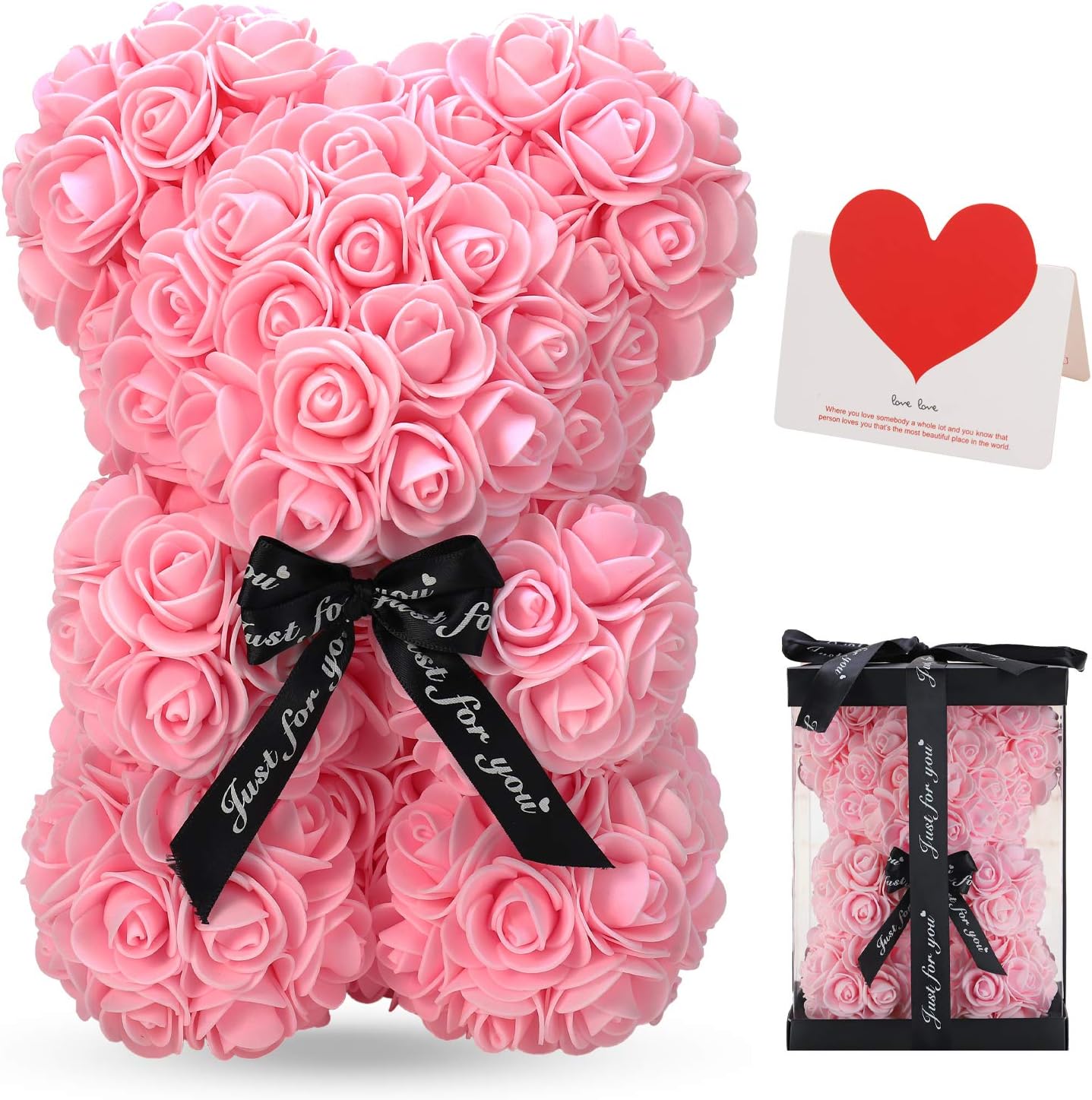 Rose Bear Rose Teddy Bear -10 inch Artificial Rose Flower Bear