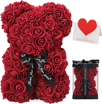 Rose Bear Rose Teddy Bear -10 inch Artificial Rose Flower Bear