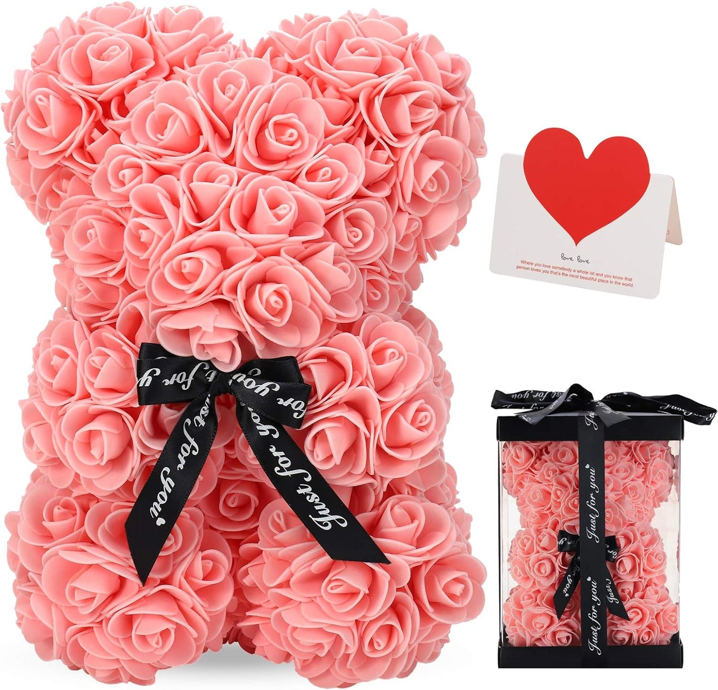 Rose Bear Rose Teddy Bear -10 inch Artificial Rose Flower Bear